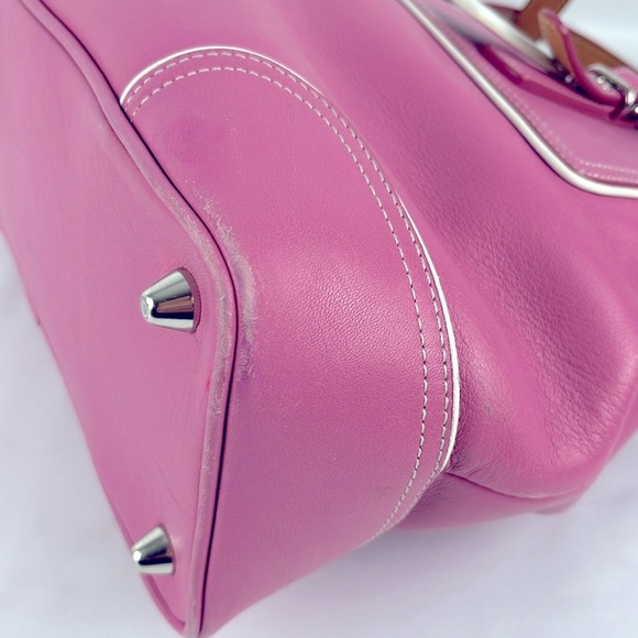 Coach Hamptons Lilac and White Leather Hand Bag M3Q-9605 Zip Closure Purse - Picture 7 of 16